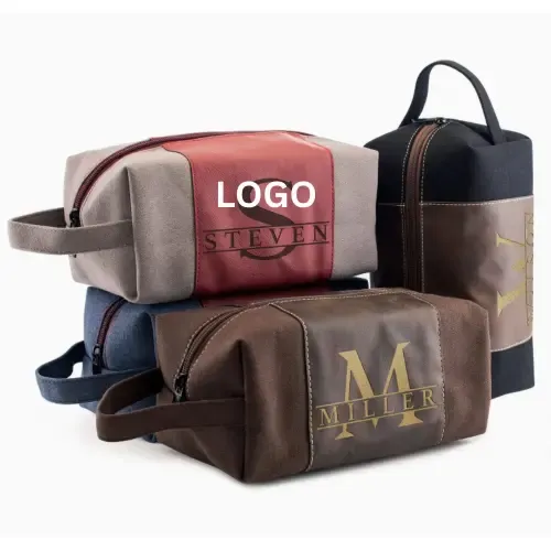 Makeup Bag Retro Canvas Waterproof PU Storage Bag
