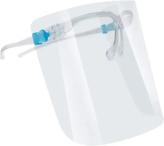 Fully Transparent Face Shield with Reusable Glasses Eye Protection 