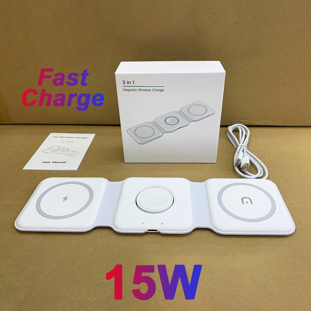 3 in One Wireless Charger Pad for iPhone 12 13 Pro Max Wireless Charger for Apple for Samsung Galaxy Phone Buds Wireless Charger