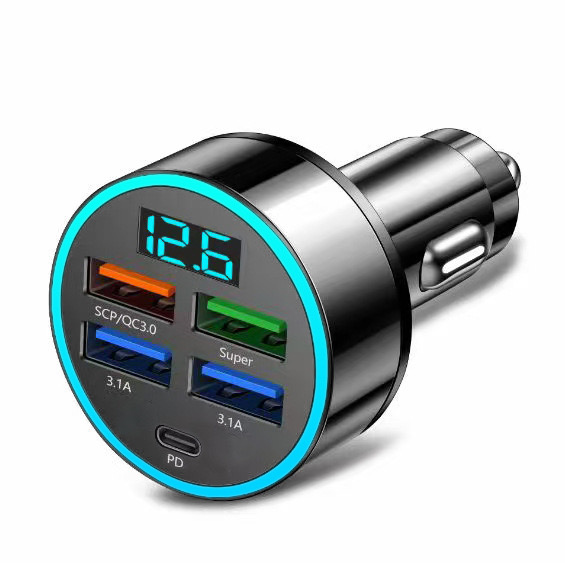 LED QC 5 Ports Car Phone Charger 