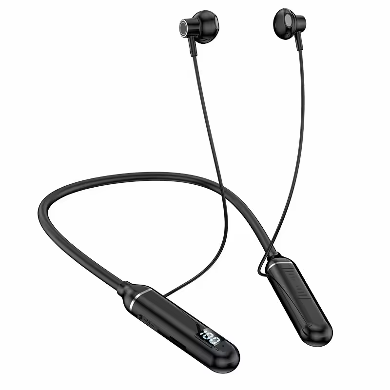 G02 Sports Neckband LED Digital Display Wireless BT Headphone Magnetic Bass Headset with Handsfree Earbuds Supports SD Card