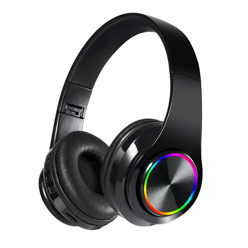 B39 Headphone Wireless Blue Tooth Colorful Light Over-Ear Headset Pluggable Card Gaming Earphone for Music