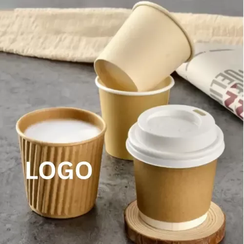 Compostable Ripple Disposable Wall Paper Cup Mug Hot Coffee Cup
