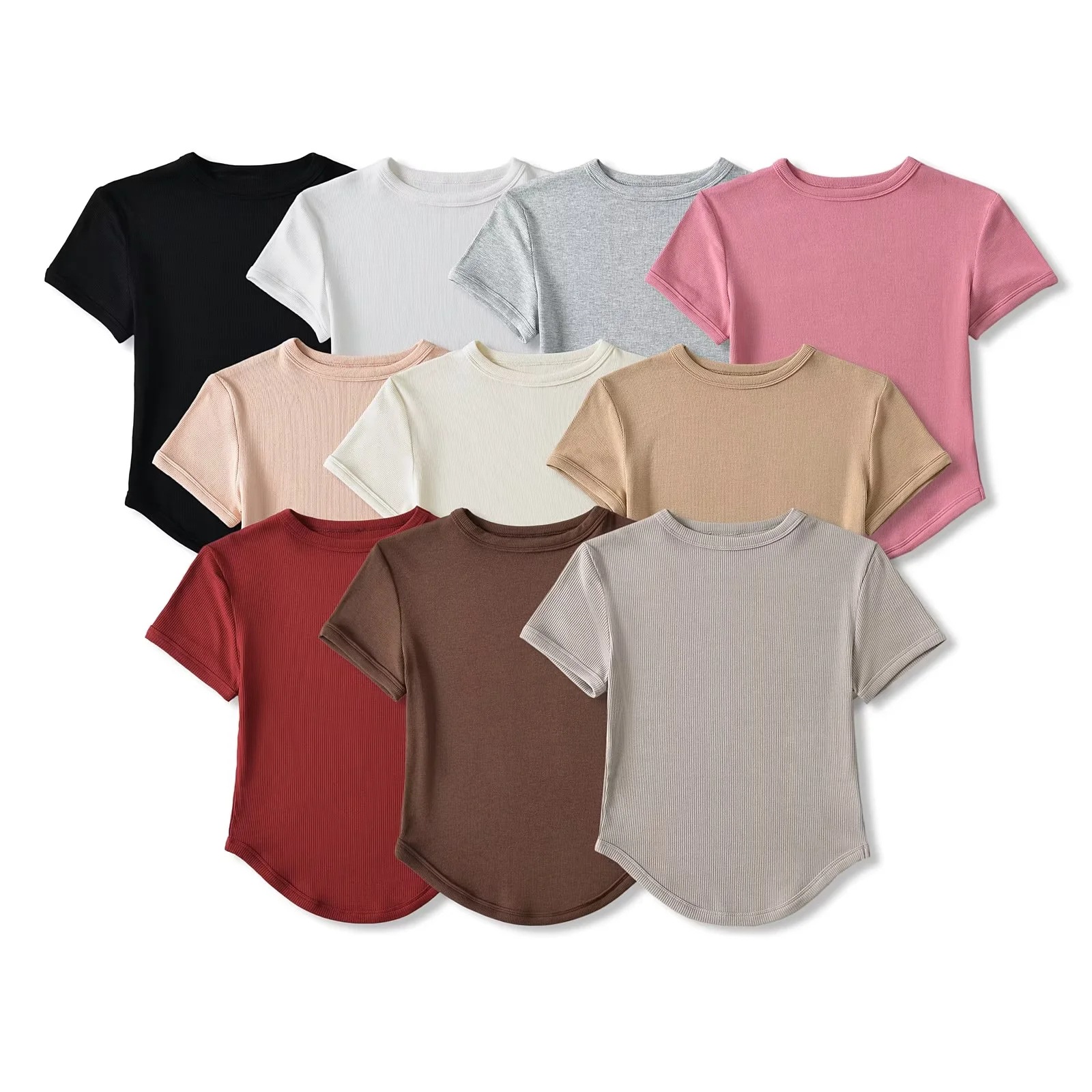 Round Neck Women Slim T shirt